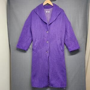 Vintage Missoni Donna Womens Shaggy Coat Purple Wool Mohair Blend Italy PROJECT